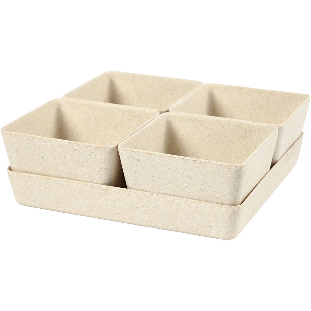 Creativ Company Blumentöpfe, H: 8 cm, T: 19,5 cm, B: 19,5 cm, 1 Set