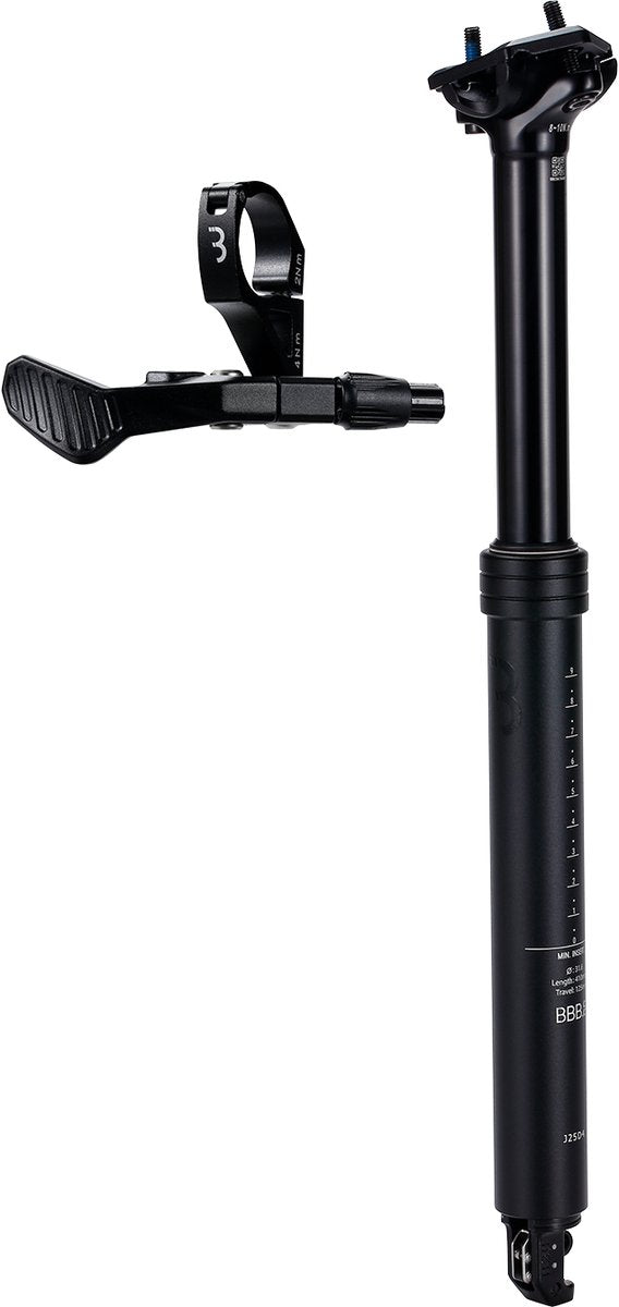 BBB Cycling Lift Post verstellbare Sattelstütze Dropper Post ø31,6 mm – Sattelstütze mit Fernbedienungshebel – 410 mm – zertifiziert für: E-Bike, MTB-Rennrad – BSP-51