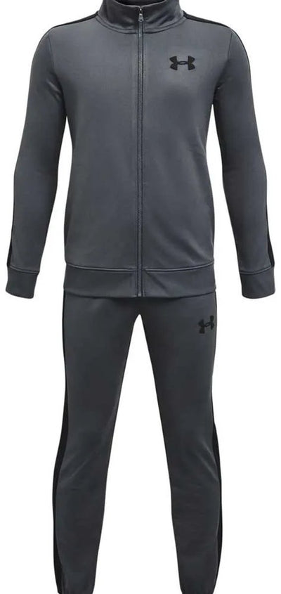 Under Armour UA Rival Knit Track Suit – grauer Jungen-Trainingsanzug – Pechgrau – Schwarz