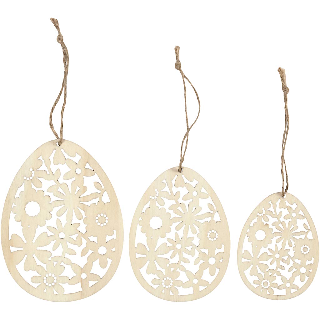 Creativ Company Ornamente, H: 8+10+12 cm, B: 6+7,5+9 cm, Stärke 3 mm, 3 Stück 1 Box