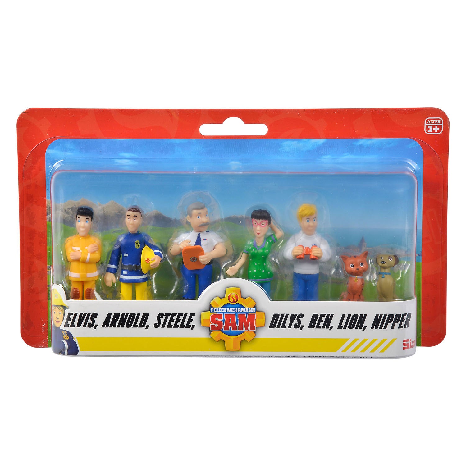 Simba Fireman Sam Play Figuren mit 2 Hunden Set, 7st.