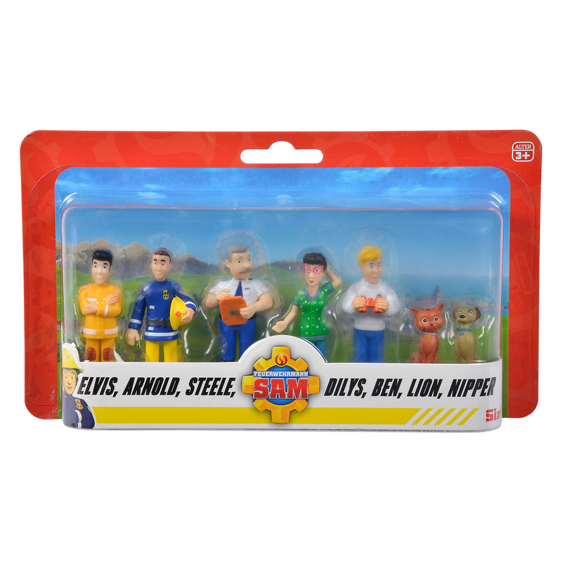 Simba Fireman Sam Play Figuren mit 2 Hunden Set, 7st.