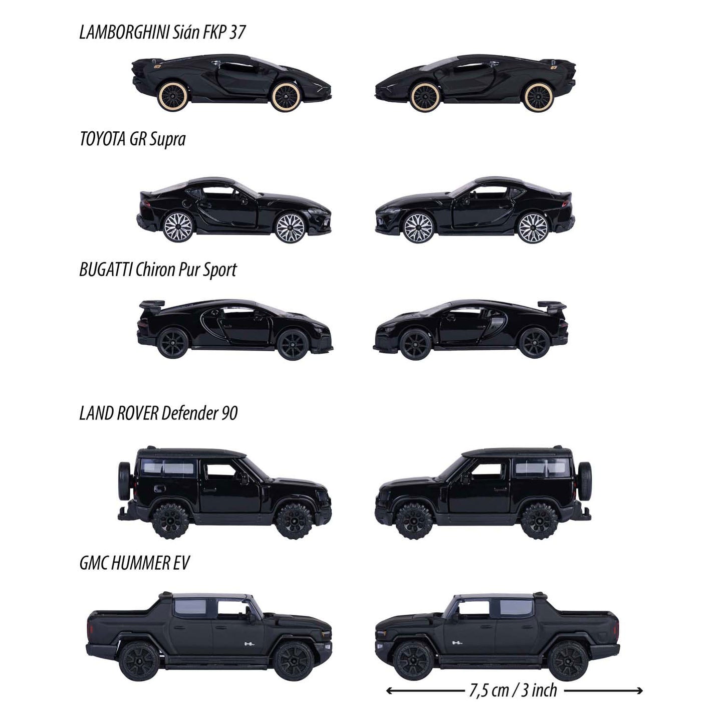 Majorette Black Edition Die-Cast-Fahrzeuge, 5dlg.