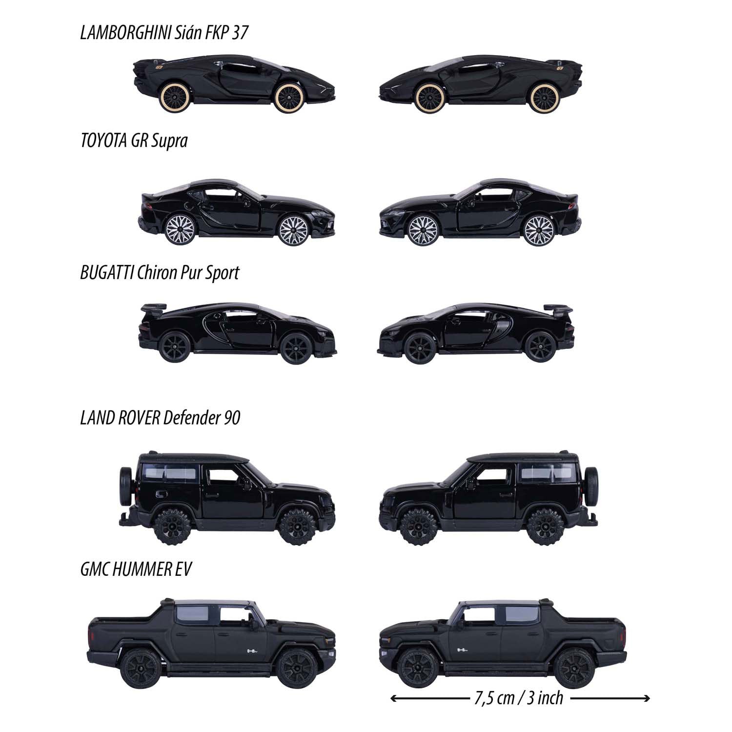Majorette Black Edition Die-Cast-Fahrzeuge, 5dlg.