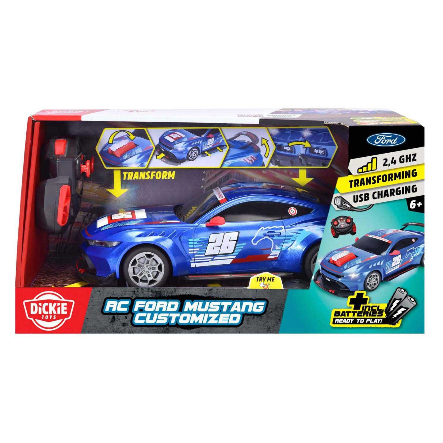 Dickie RC Ford Mustang angepasst, probieren Sie mich aus, RTR