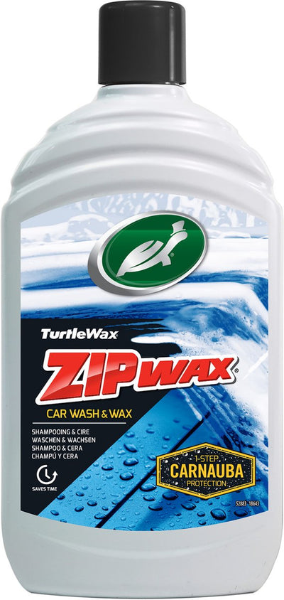 Turtle Wax Zip Wax Shampoo – hochkonzentriert – reinigt gründlich und glänzt – füllt die vorhandene Wachsschicht auf – streifen- und fleckenfreies Finish – 500 ml