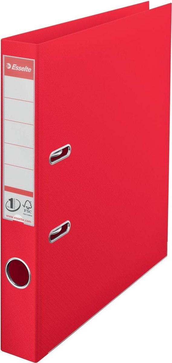 Esselte No.1 Vivida Kunststoff-A4-Ordner mit Etikettenhalter – für 350 Blatt – Rückenbreite 50 mm – rot
