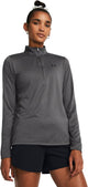 Under Armour Tech 1 2 Zip – solid-grauer Damen-Sportpullover – Castlerock – Schwarz