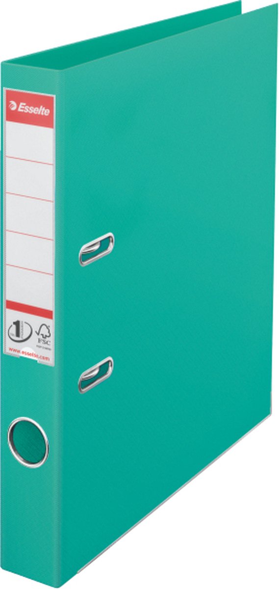 Esselte Nr. 1 Power-Kunststoff-A4-Ordner mit Etikettenhalter – 2-Ring – Rückenbreite 50 mm – Kapazität 350 Blatt – Grün