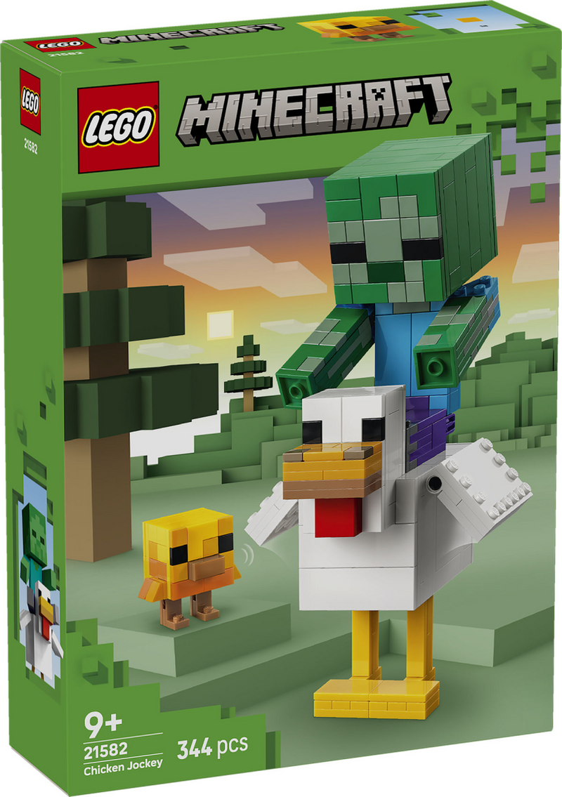Lego® Minecraft® Hühnerreiter-Bauspielzeug – Gaming-Dekoration mit Baby-Zombie, Huhn und Küken – Geschenktipp für Jungen und Mädchen ab 9 Jahren – 21582