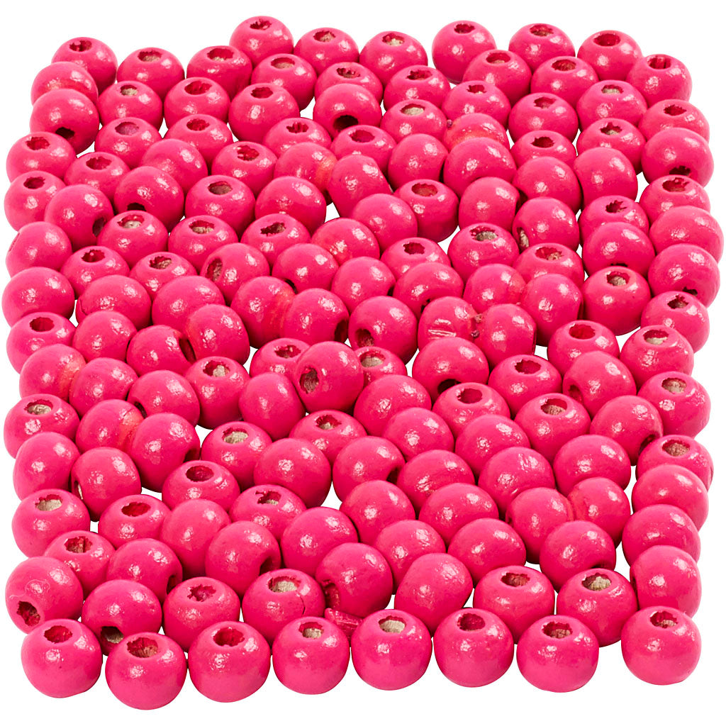 Creativ Company Holzperlen, D 5 mm, Lochgröße 1,5 mm, ca. 150 Stück, rosa, 150 Stück, 6 g 1 Box