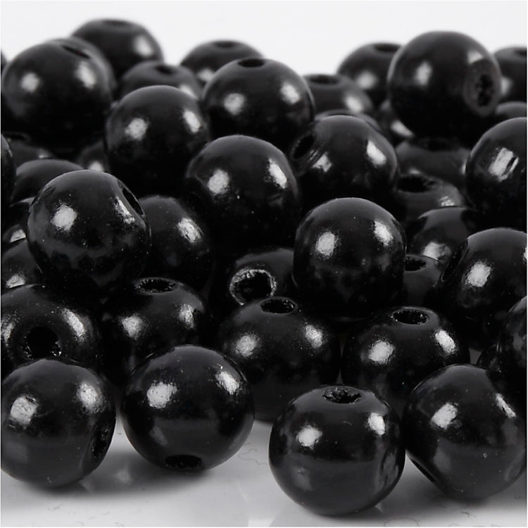 Creativ Company Holzperlen, D 12 mm, Lochgröße 3 mm, ca. 40 Stück, schwarz, 22 g 1 Box