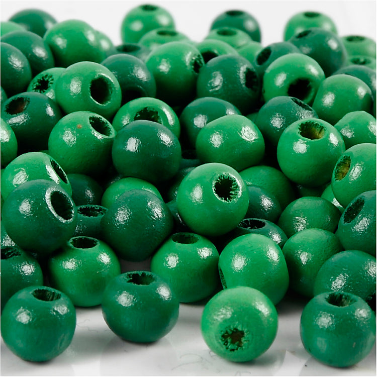 Creativ Company Holzperlen, D 8 mm, Lochgröße 2 mm, ca. 80 Stück, grün, 15 g 1 Box