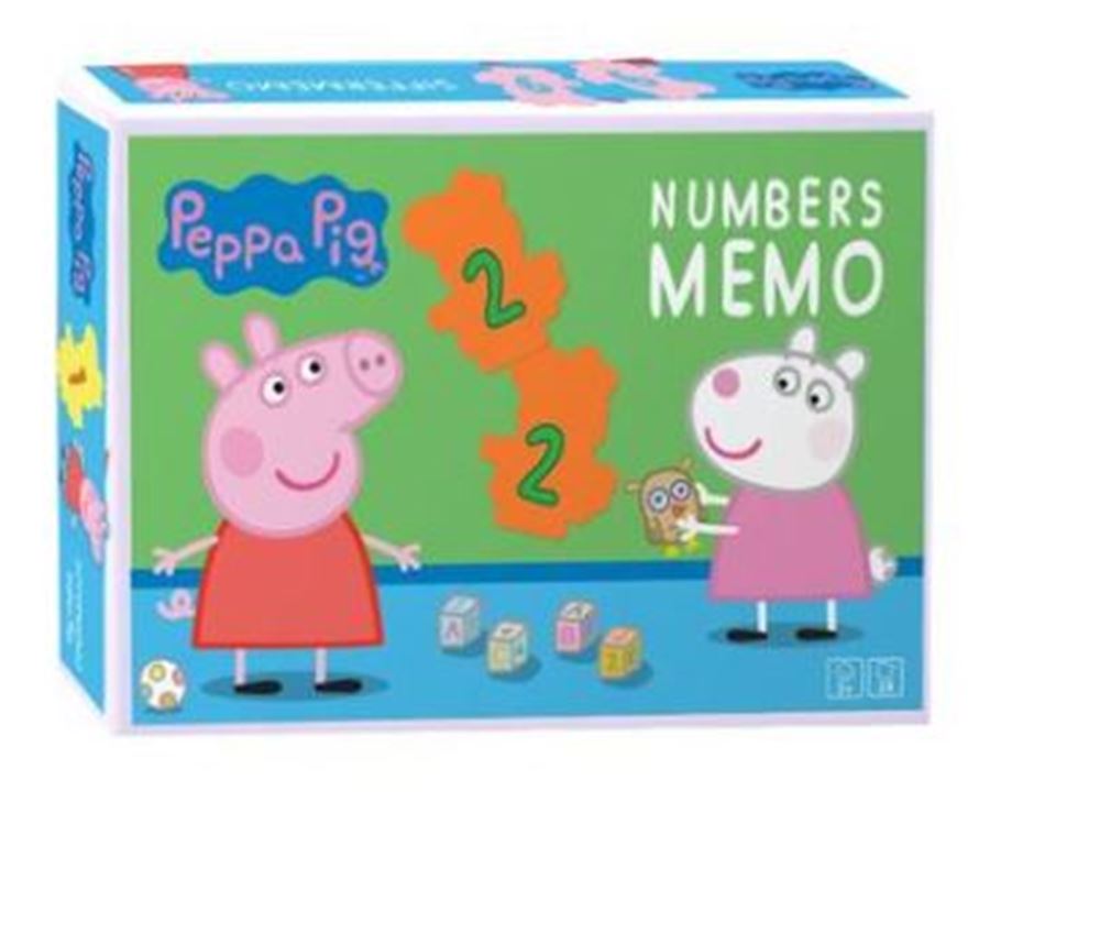 Peppa Pig-Memo mit Zahlen. 3+