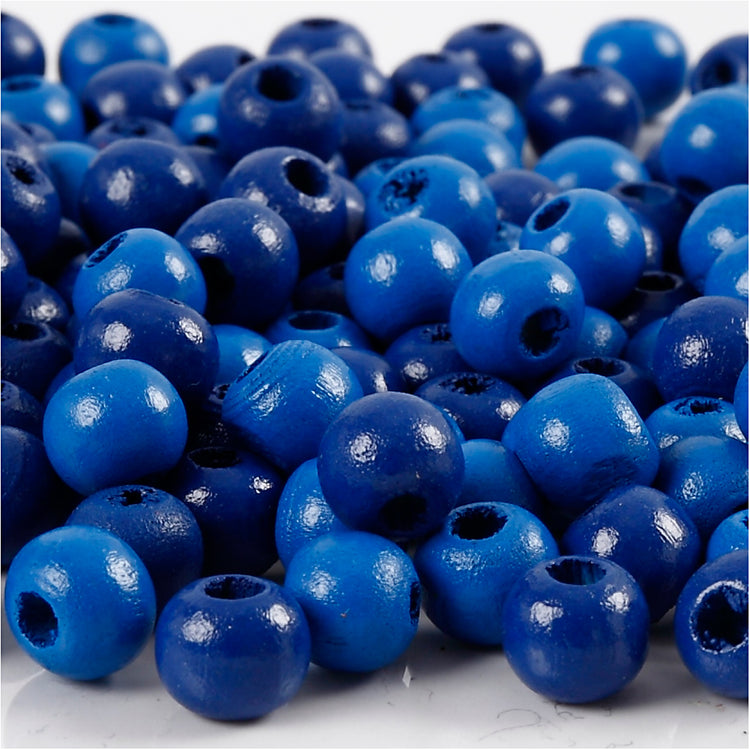 Creativ Company Holzperlen, D 8 mm, Lochgröße 2 mm, ca. 80 Stück, blau, 15 g 1 Box