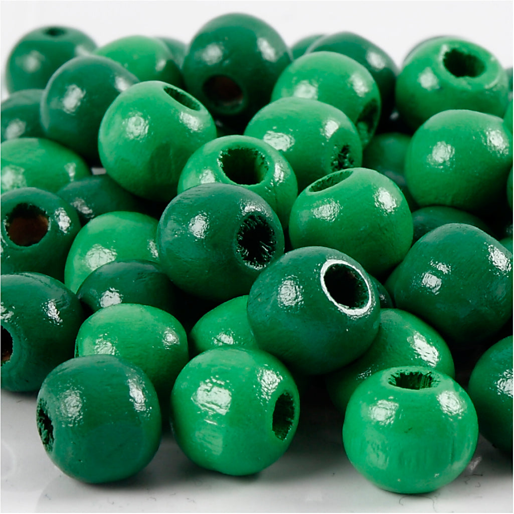 Creativ Company Holzperlen, D 10 mm, Lochgröße 3 mm, ca. 70 Stück, grün, 20 g 1 Box