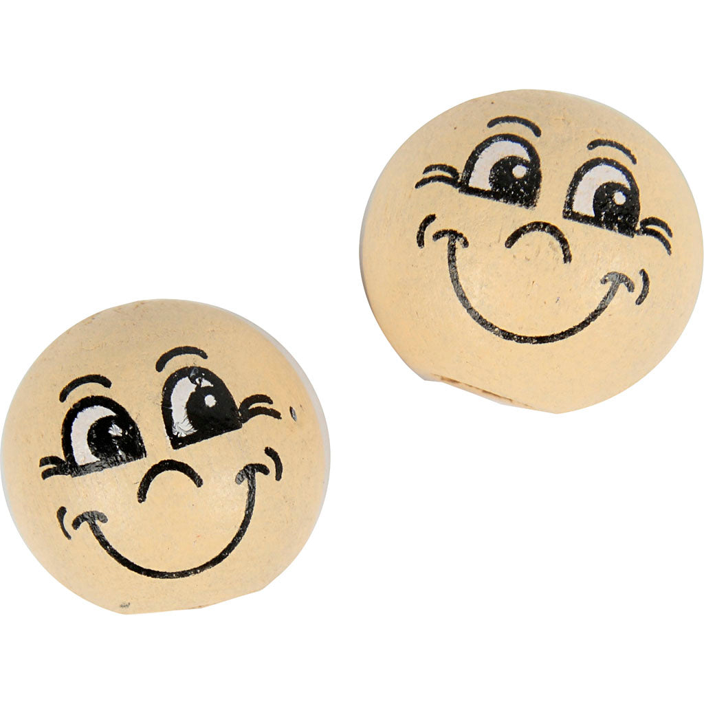 Creativ Company Holzkugeln mit Gesichtern, D 12 mm, hellbeige, 20 Stück 1 Box