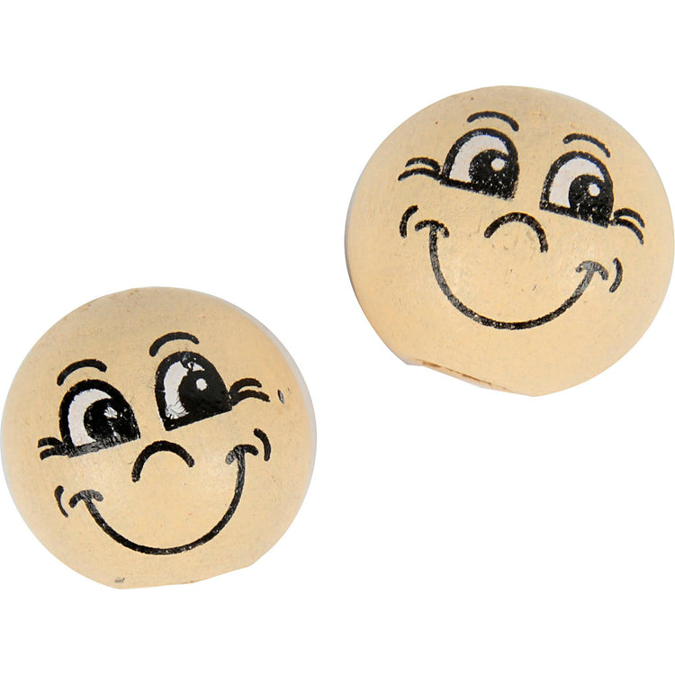 Creativ Company Holzkugeln mit Gesichtern, D 12 mm, hellbeige, 20 Stück 1 Box