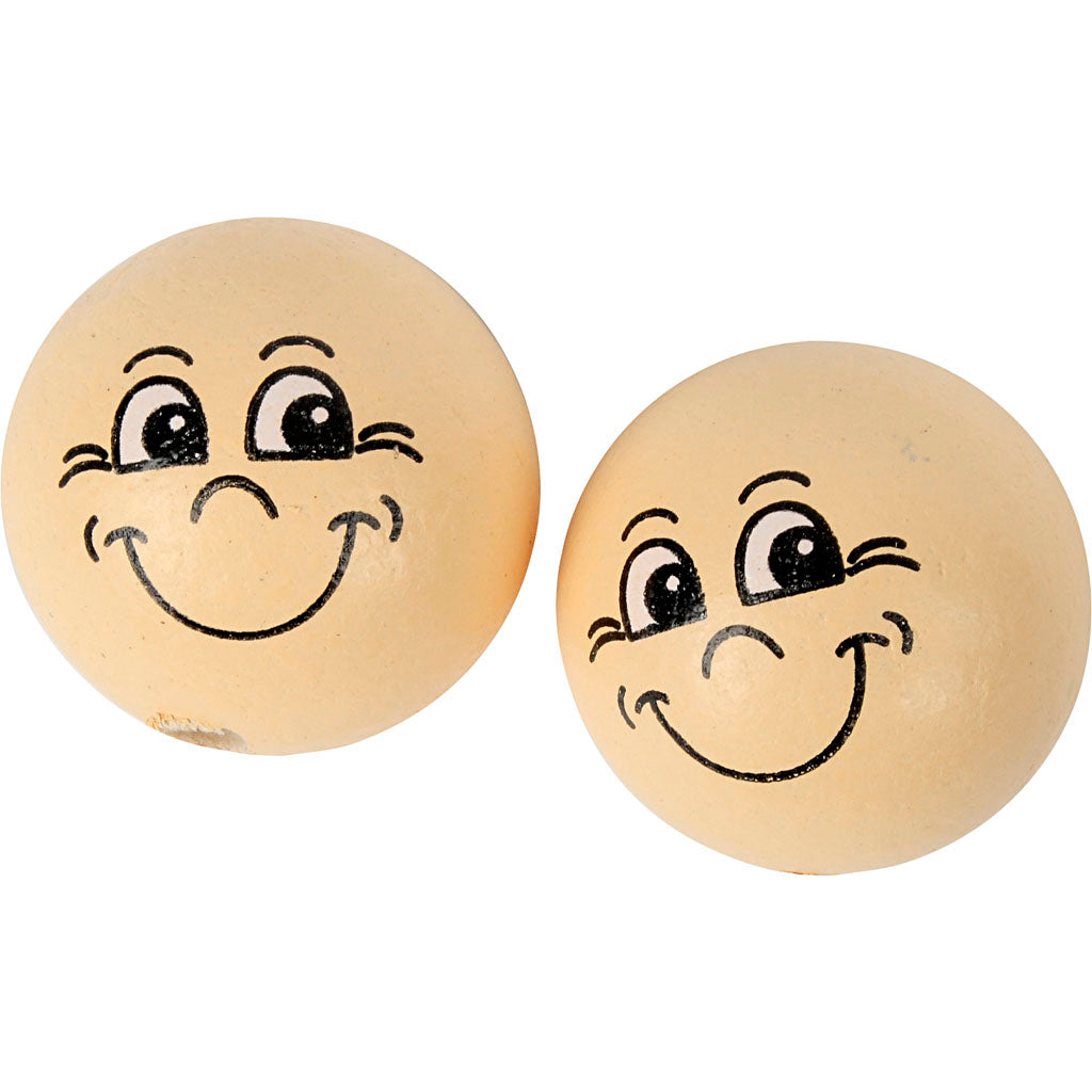 Creativ Company Holzkugeln mit Gesichtern, D 22 mm, hellbeige, 10 Stück 1 Box