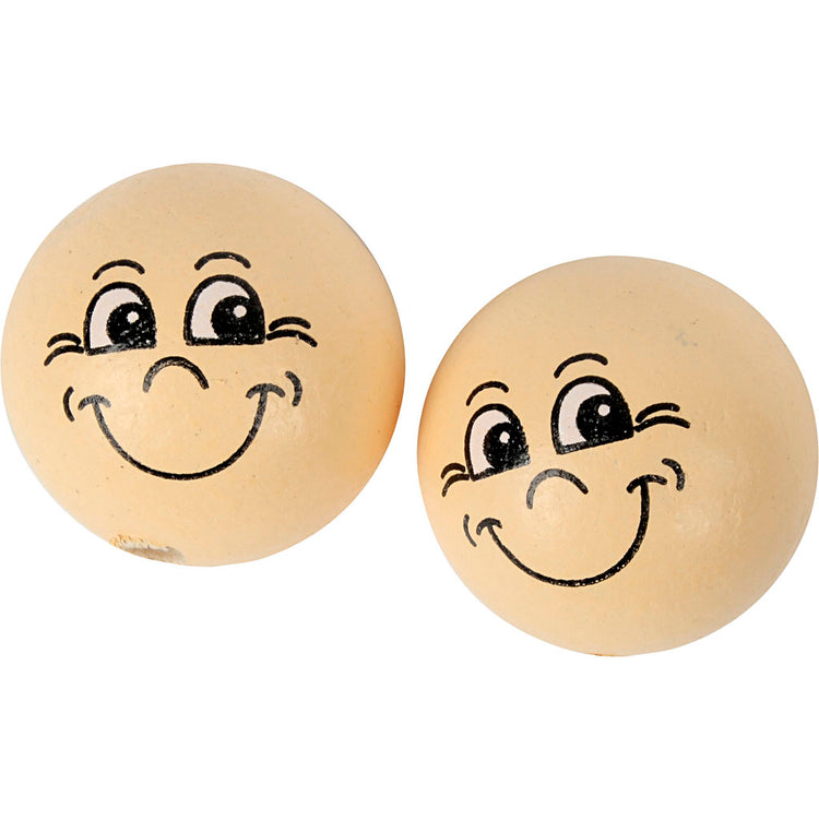 Creativ Company Holzkugeln mit Gesichtern, D 22 mm, hellbeige, 10 Stück 1 Box