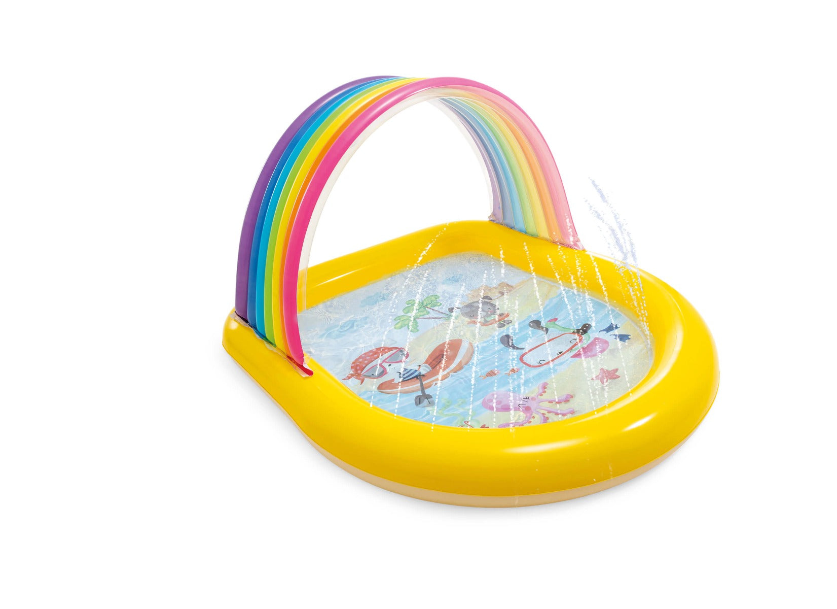 Regenbogenbecken mit Wassersprinklern