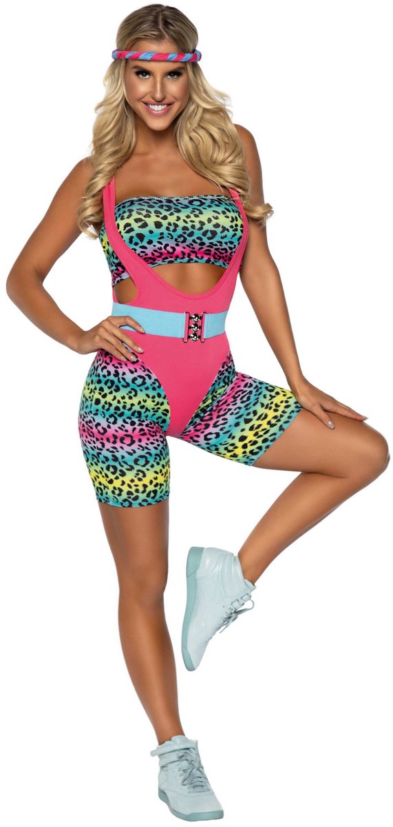 Leg Avenue – 80er-Jahre-Cardio-Cutie-Kostüm – L – mehrfarbig