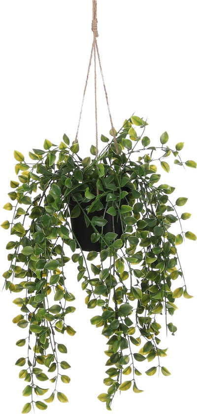 Glimmerdekorationen – künstliche Hängepflanze Ficus im Topf – H46 x ø20 cm – grün