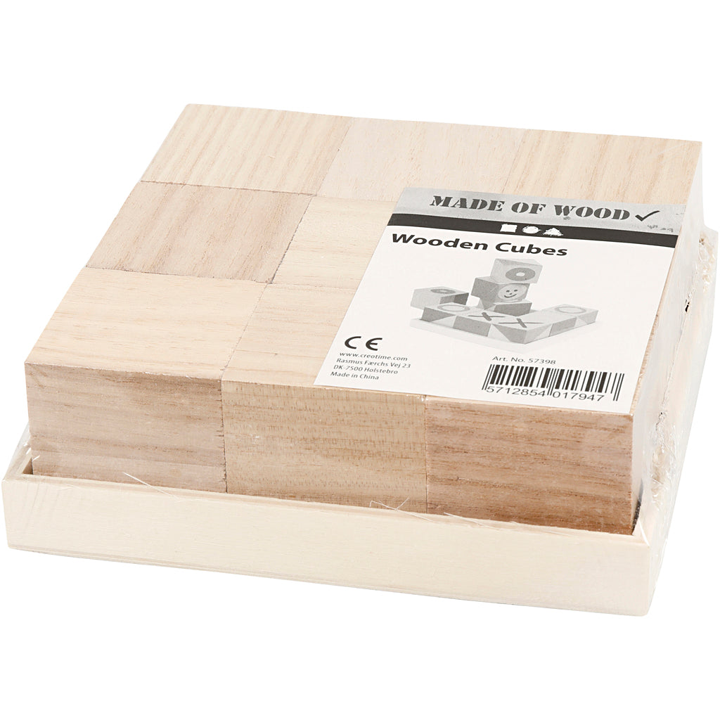 Creativ Company Holzklötze, Größe 4x4x4 cm, 9 Stück, 1 Box