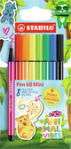 Stabilo Pen 68 Mini – Premium-Filzstift – Animal Vibes – Etui mit 8 Farben + Aufkleber