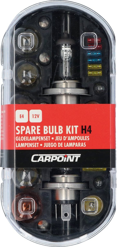 Carpoint h4 Autolampen-Set – 30-teilig – E-Zulassung – 18 Lampen 12 Stecksicherungen – kompakte Aufbewahrungsbox – einfache Montage