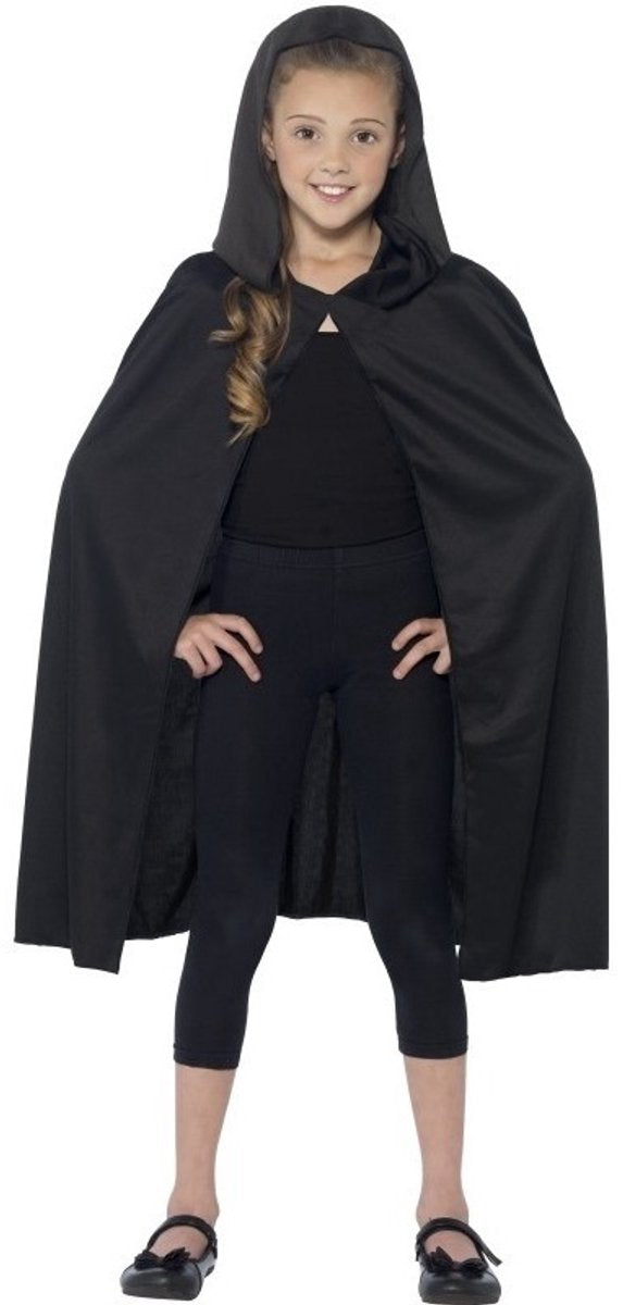 Smiffys Anziehumhang mit Kapuze – Schwarz – für Kinder – Polyester – Umhang – Anziehkleidung