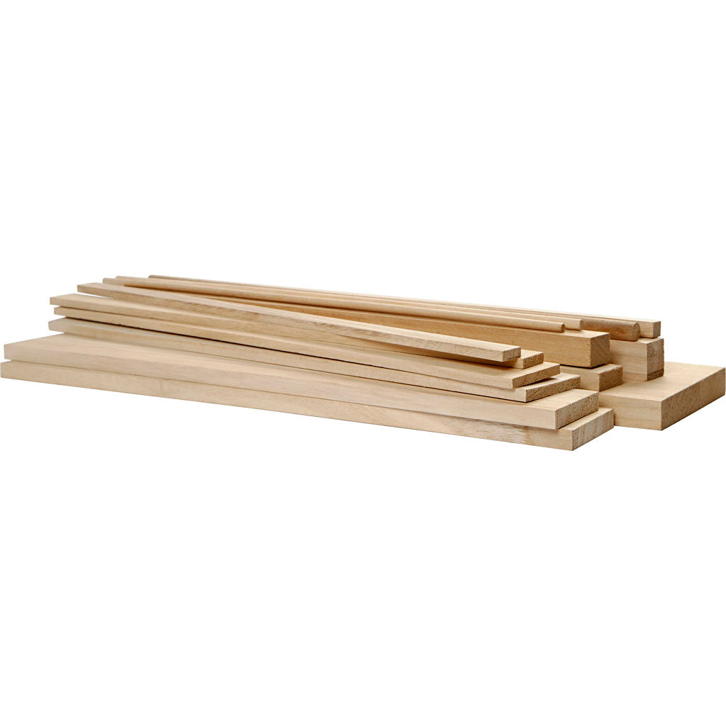 Creativ Company Holzteile, L: 37 cm, B: 1,5-10,5 cm, 194 Teile 1 Box