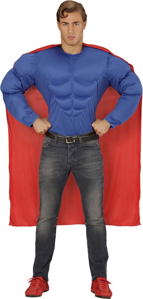 Finidi Superman-Kostüm | Amerikanisches Superhelden-Helden-Super-Power-Kostüm | groß | Karnevalskostüm | Kostüm