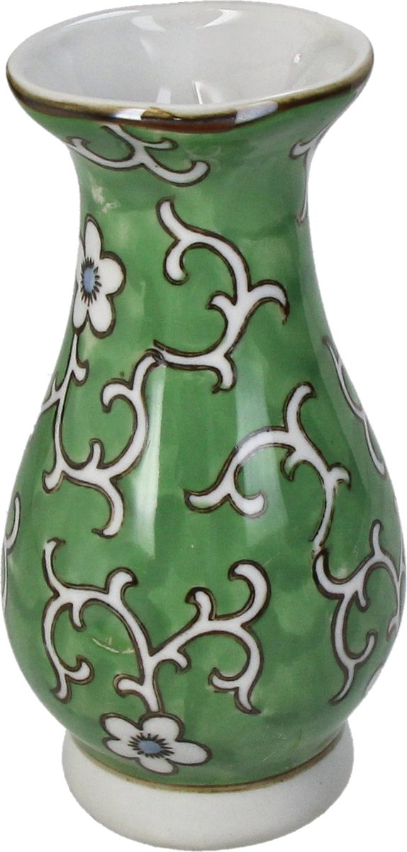 HD Collection Vase Porzellan grün 7x7x15,5cm