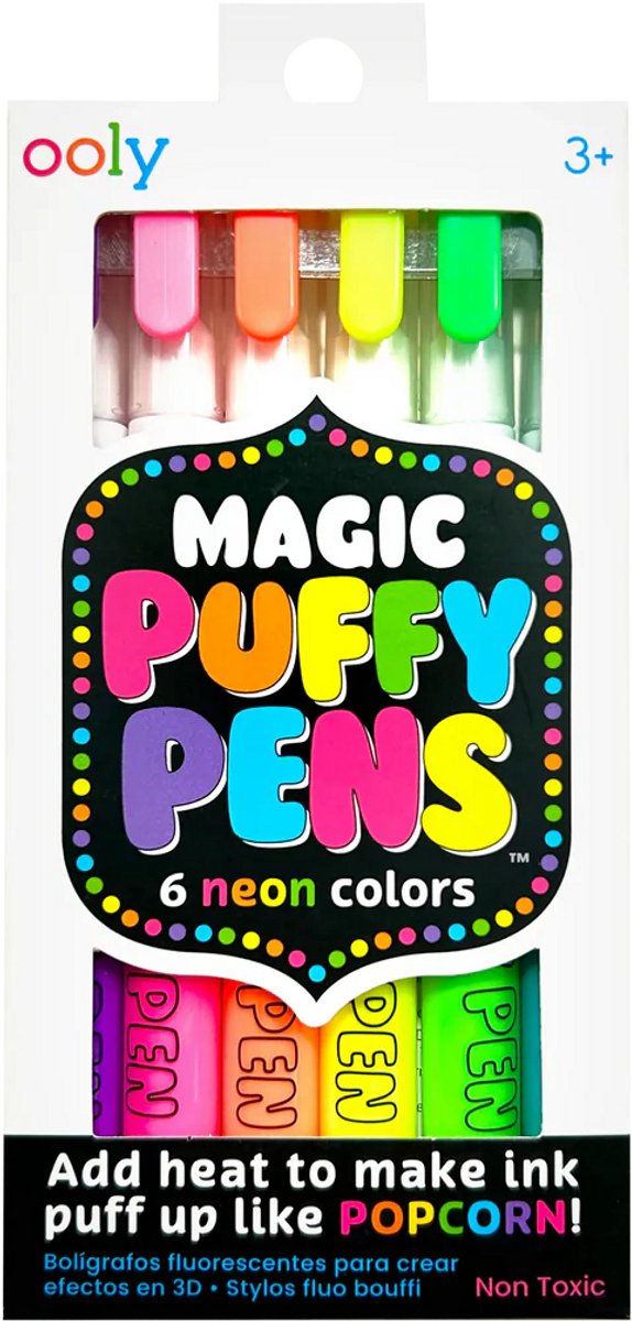 Ooly - Magic Puffy Pen - 6 Neon-3D-Marker - Magic Puffy-Tinte durch Erhitzen
