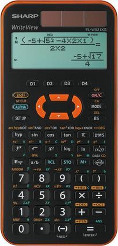 Sharp wissenschaftlicher Taschenrechner – elw531xgyr – schwarz orange – 1 x AAA-Batterie – sh-elw531xgyr