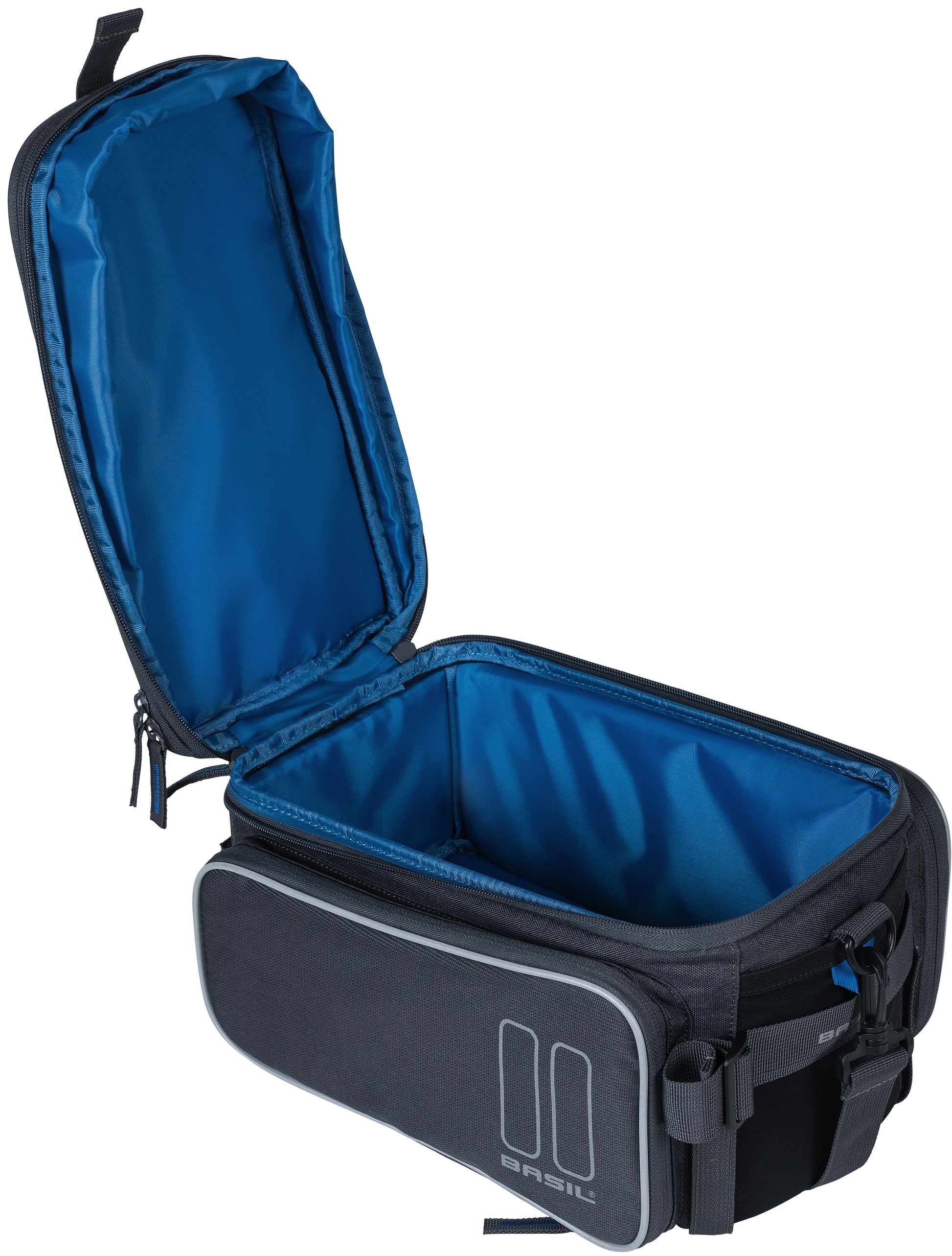 Basil Sport Design Trunkbag - Graue Fahrradträger-Tasche, 7-15L, wasserabweisend, für normales Fahrrad und E-Bike