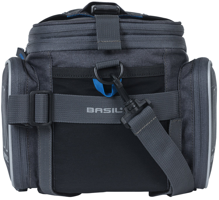 Basil Sport Design Trunkbag - Graue Fahrradträger-Tasche, 7-15L, wasserabweisend, für normales Fahrrad und E-Bike