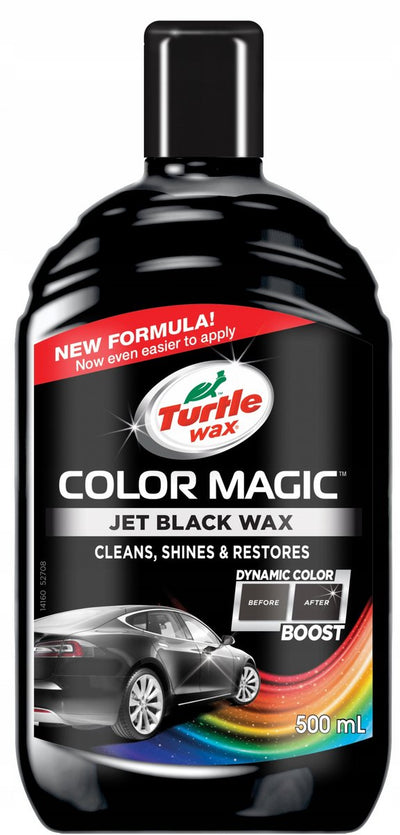 Turtle Wax Color Magic Jet Black Wachs – reinigt, verleiht Glanz – stellt wieder her und fügt Farbe hinzu – kaschiert Kratzer und matte Stellen – bietet dauerhaften Schutz – schnell und einfach anzuwenden – 500 ml