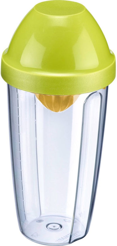 Westmark Mixbecher-Shaker mit Zitruspresse und abnehmbarer Mixscheibe, Fassungsvermögen: 0,5 l, Höhe: 18,7 cm, Kunststoff, BPA-frei, Drücken + Schütteln, Farbe: transparent grün gelb, 30792270