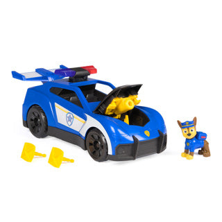 Paw Patrol – Suche, Rettung – Verfolgungsjagd mit Polizeiauto – mit Figur, Licht, Ton und 2 Projektilen – Spielzeugfahrzeuge