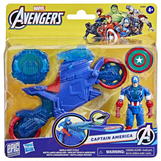 Marvel Avengers 10 cm große Figur Captain America mit Schild und Motorrad