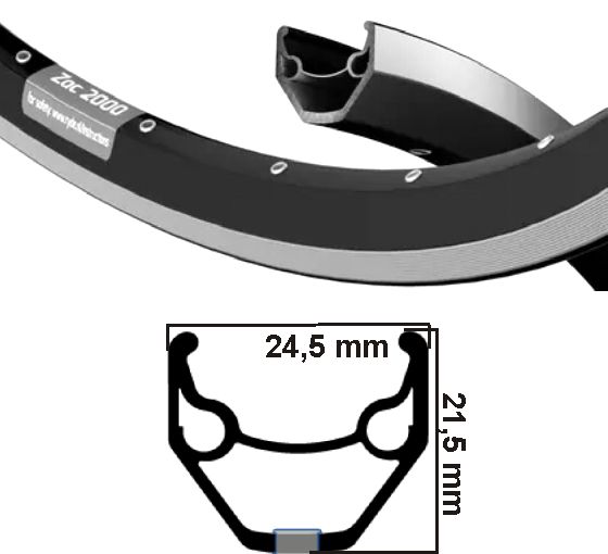 Ryde Velg Zac 2000 Matte Schwarz geschärft 28 32 Löcher 14g Etro 622