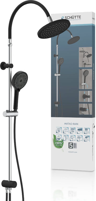 Schütte Matao Regenduschsystem – Regenbrause – Chrom mattschwarz