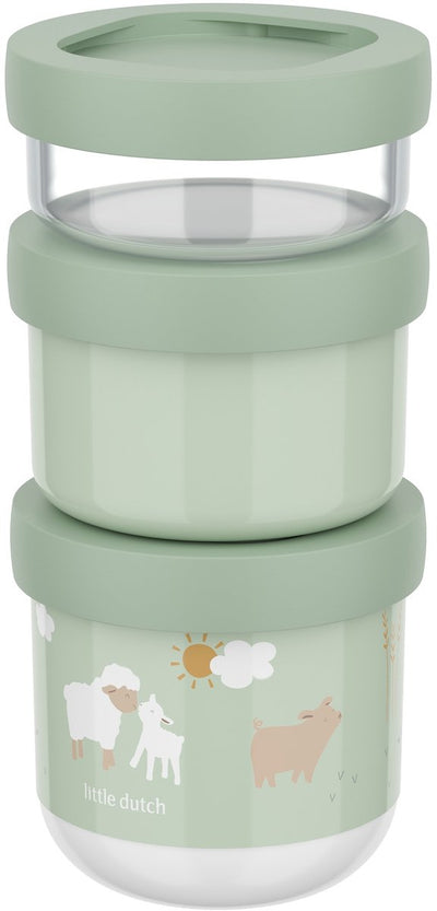Mepal Mio Snackbox Stack 3-teilig Little Dutch – 550 ml – so viel stapeln, wie Sie brauchen – mikrowellen- und spülmaschinenfest – Little Farm