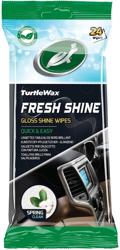 Turtle Wax Fresh Shine Gloss Innenreinigungstücher – hervorragende Reinigung – für alle Innenkunststoffe – antistatisch – glänzendes Finish – mit Frühjahrsputzduft – in wiederverschließbarer Verpackung – 24 Tücher