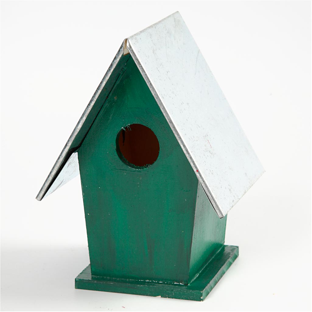 Creativ Company Vogelhaus mit Zinkdach, Maße 13,5x11x19 cm, Lochgröße 32 mm, 1 Stück