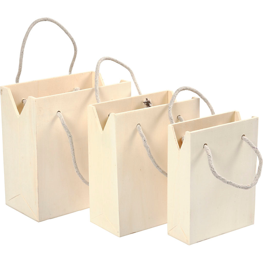 Creativ Firmentasche mit Henkel, H: 12+14+16 cm, T: 5+7+9 cm, B: 16+16,5+18 cm, 3 Stück 1 Set