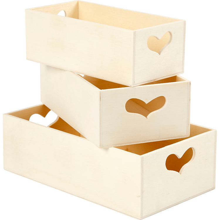 Creativ Company Aufbewahrungsboxen, H: 6,3+5,8+5,5 cm, L: 20,5+18+15,8 cm, B: 11,5+9,8+7,8 cm, 3 Stück 1 Set