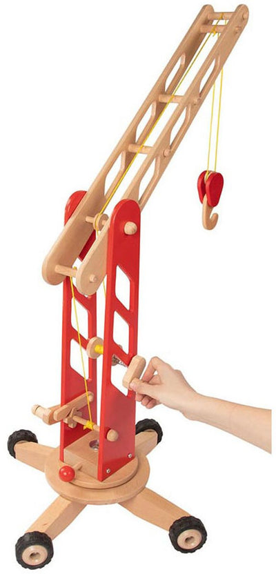 Goki Holzhahn auf Räder rot